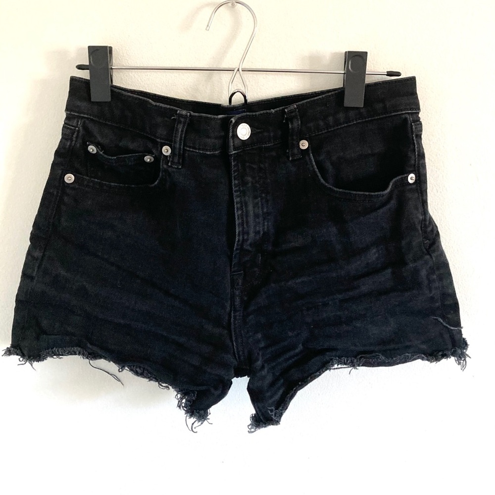 gap black denim shorts